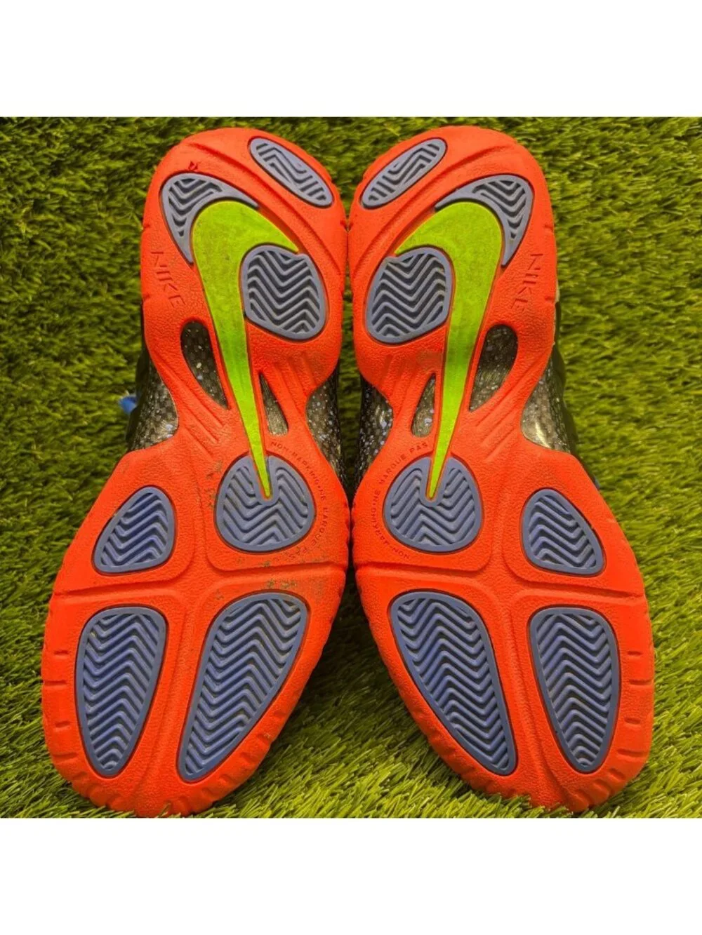 Nike Air Foamposite Pro Nerf Boys Size 5.5Y Blue Orange Athletic Shoes Sneakers